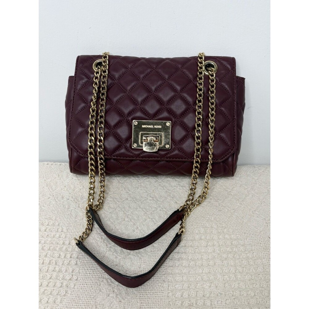 Michael Kors Vivianne Quilted Leather Shoulder Bag Convertible Chain Strap Purse